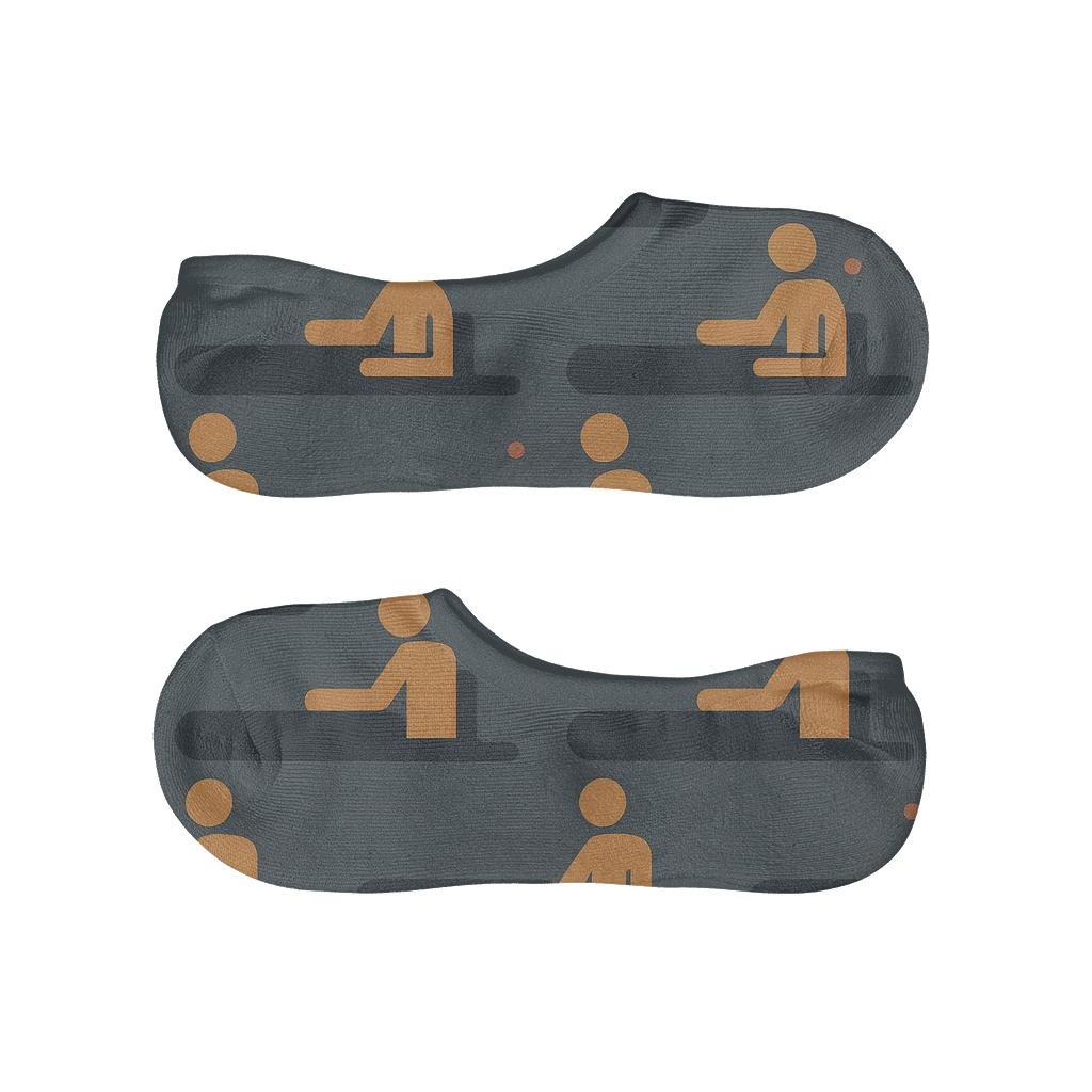 Conveyor Rhythm With Machine Operator Silhouettes personalized no-show socks