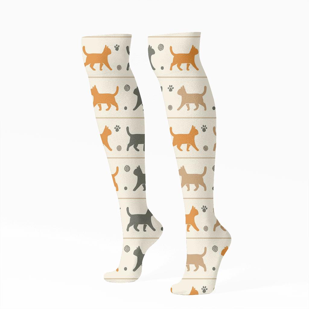 Cat Parade Paw Bands trendy patterned knee-high socks