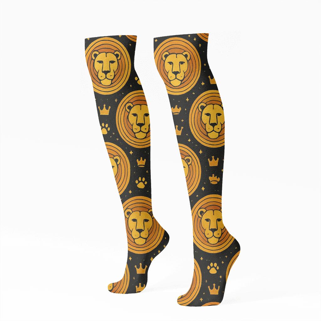 Lion Constellation Mane Grid personalized knee-high socks