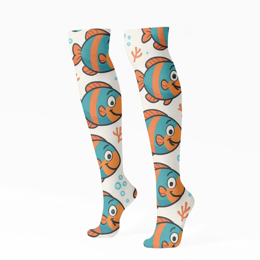 Coral Parade Pattern Fish Edition soft everyday knee-high socks