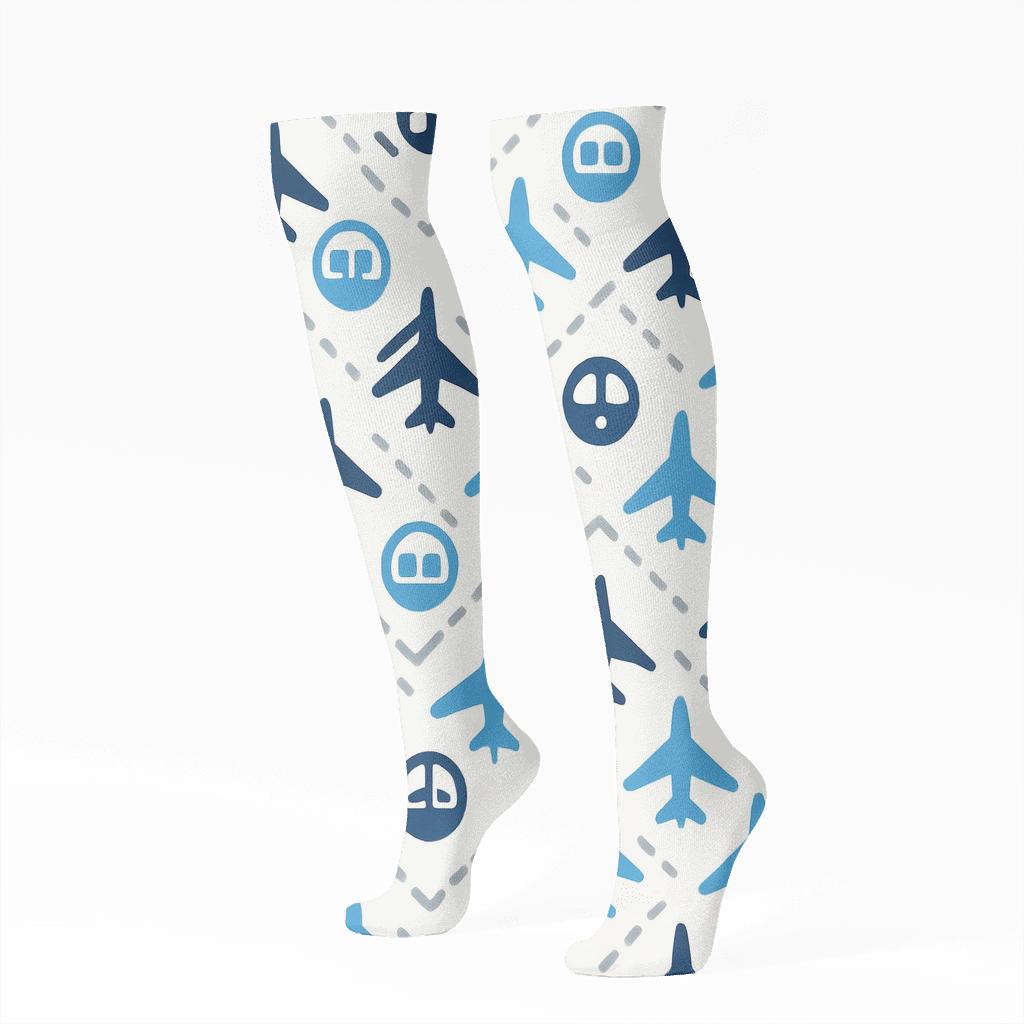 Pilot Skyway Chevron Formation unique graphic knee-high socks