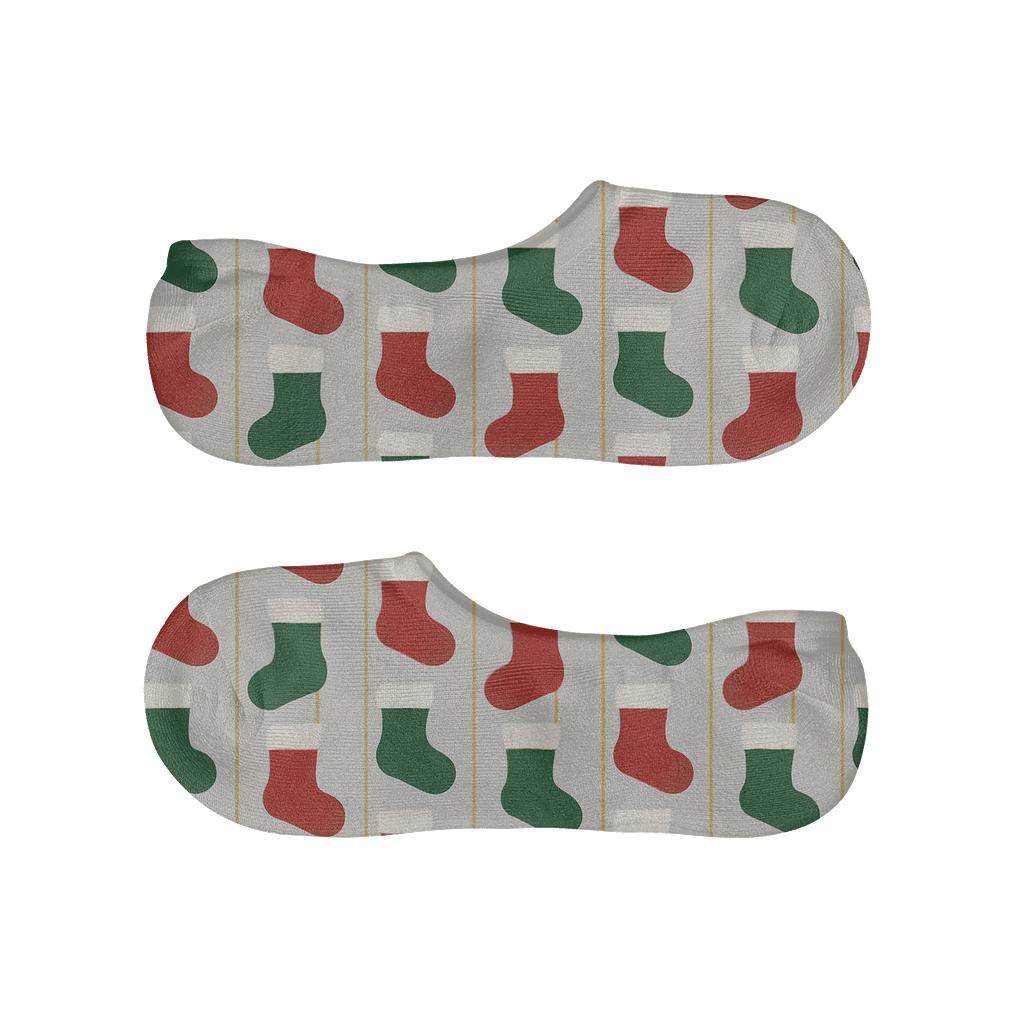 Stocking Stripe Array Holiday Pattern designer printed no-show socks