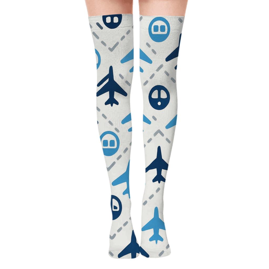 Pilot Skyway Chevron Formation comfortable cotton over-the-knee socks