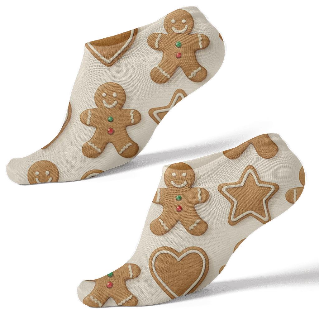 Gingerbread Cookie Grid Holiday Delight trendy patterned ankle socks