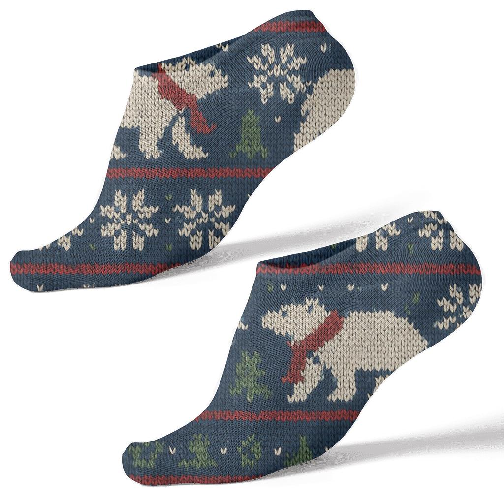 Knitted Polar Bear Fair Isle Bands designer print ankle socks