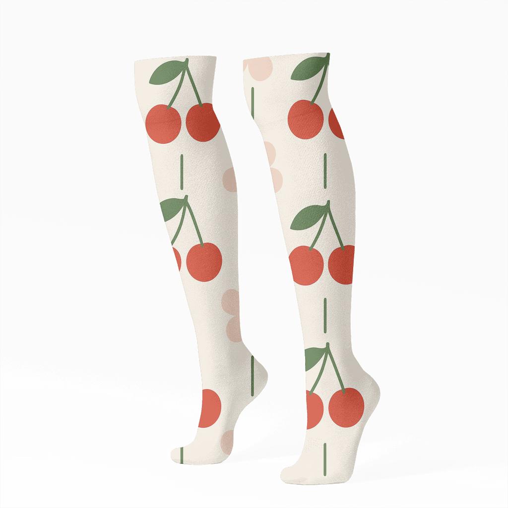 Orchard Rhythm With Cherry Blossoms personalized knee-high socks
