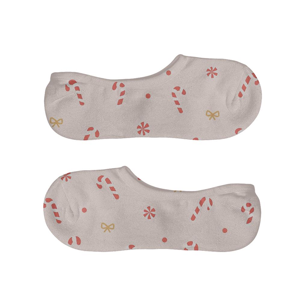 Candy Canes Confetti Scatter On Soft Blush anti-slip no-show socks