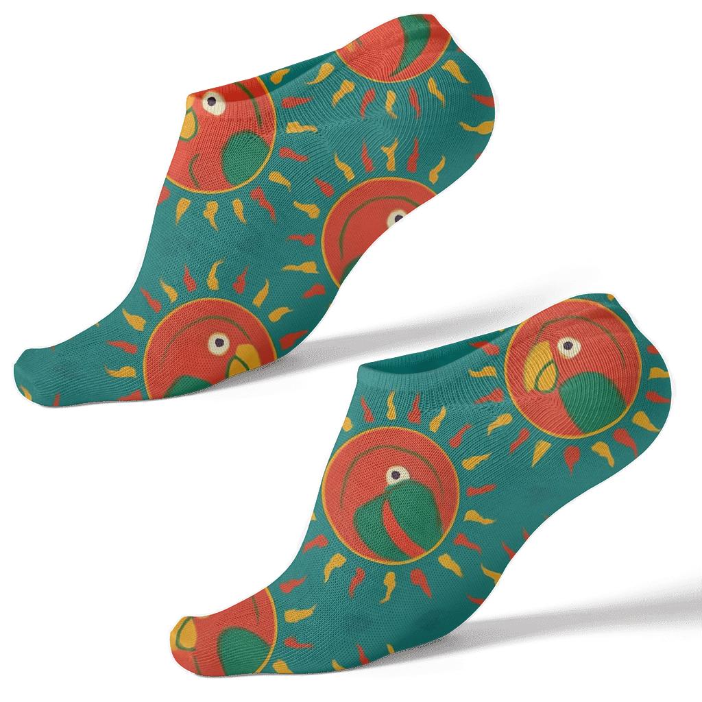 Parrot Solar Flare Ring Tessellation designer print ankle socks