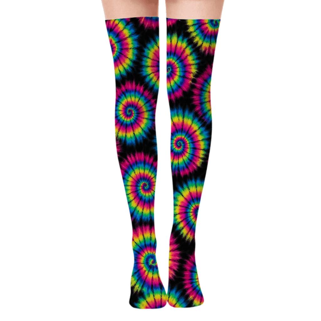 Neon Spiral Bullseye Lattice custom over-the-knee socks