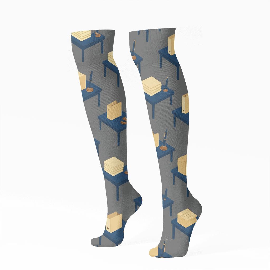 Court Clerk Inspired Docket Desk Tessellation personalized knee-high socks