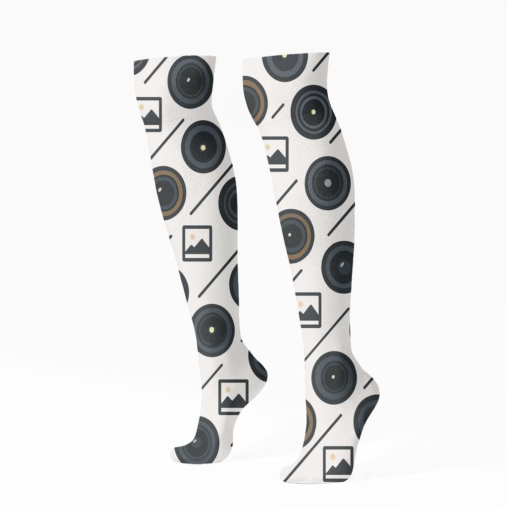 Lens Mosaic With Urban Photographer Vibes trendy patterned knee-high socks