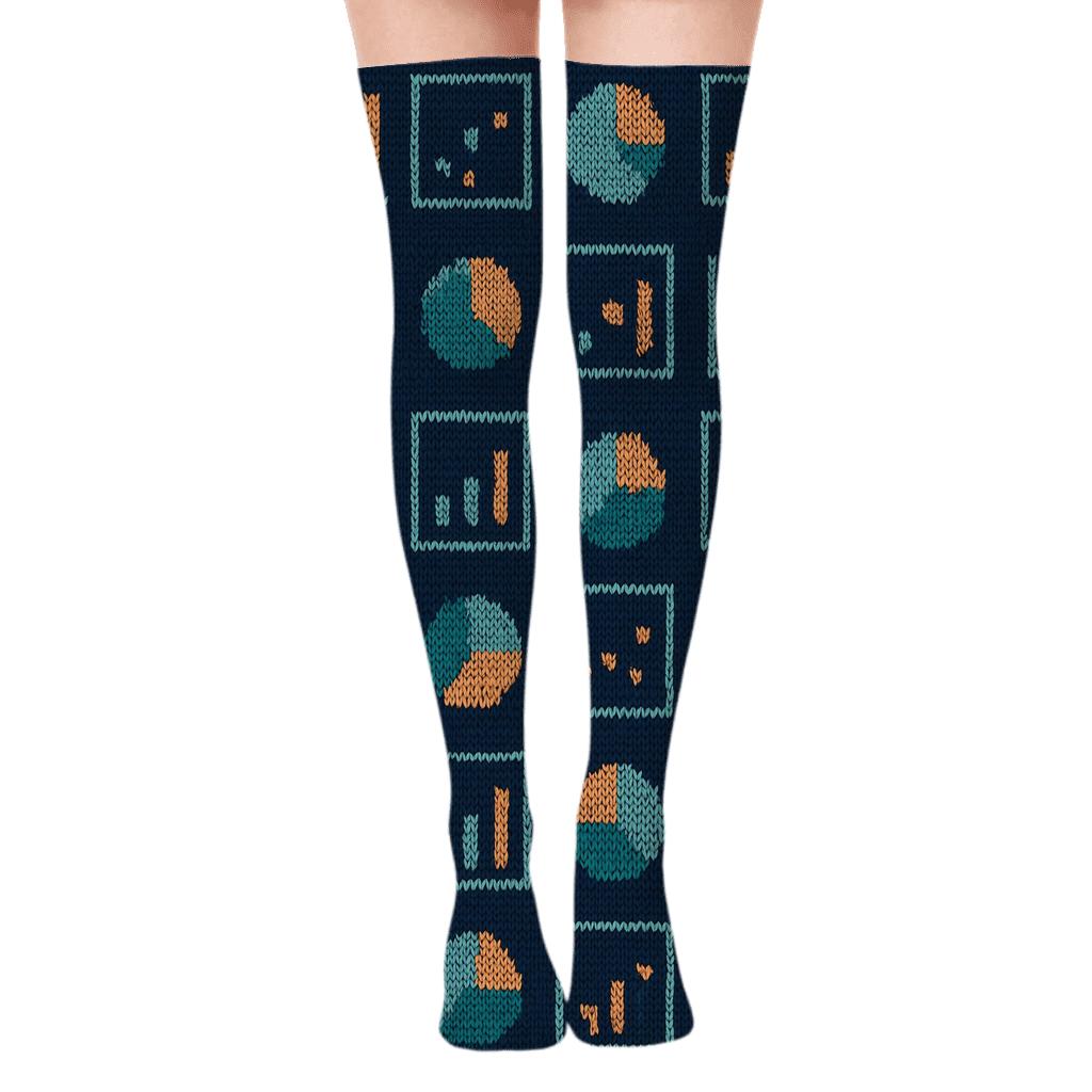 Data Analyst Knitted Chart Grid Night Pattern personalized over-the-knee socks