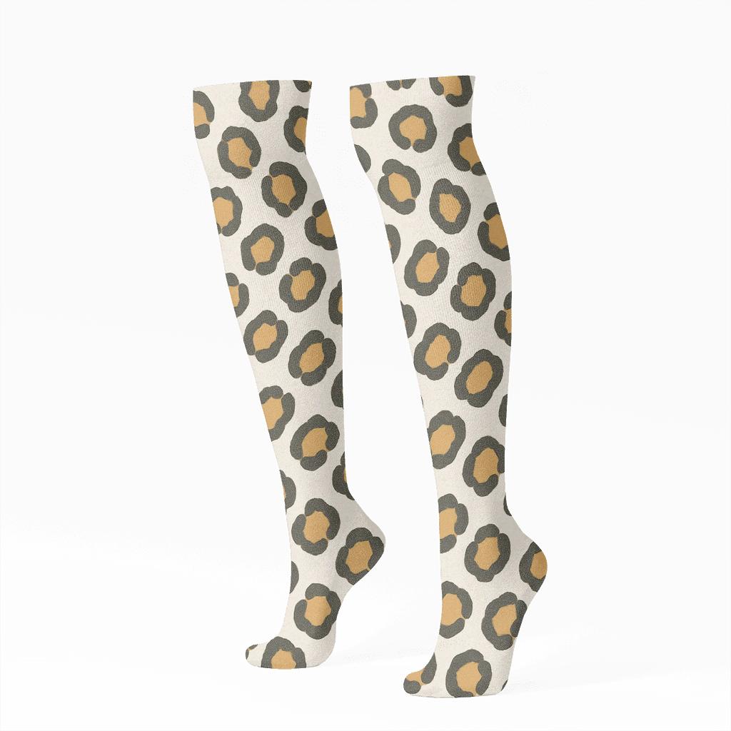 Tawny Mirage Rosette Wave Grid stylish athletic knee-high socks