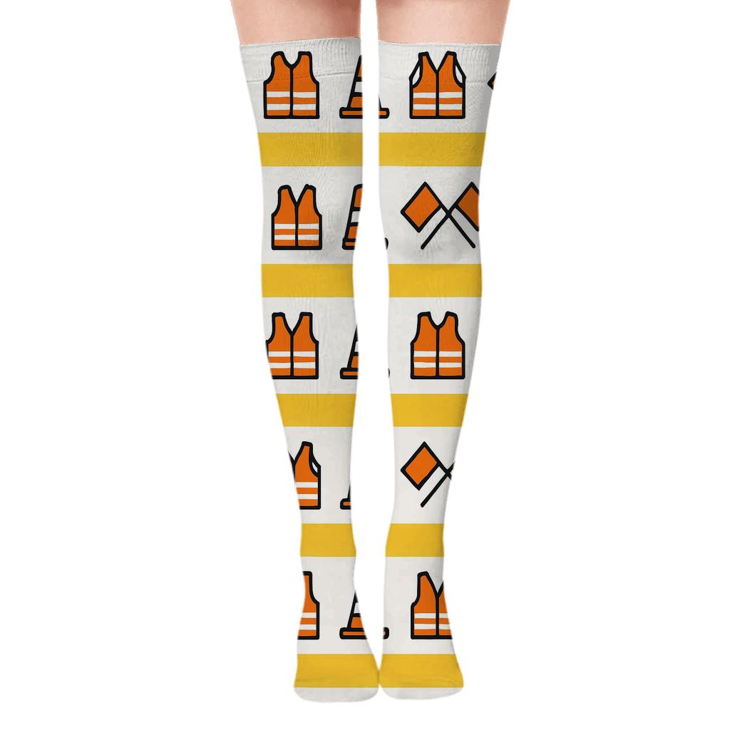 Safety Stripe Parade With Crossing Guard Motifs personalized over-the-knee socks