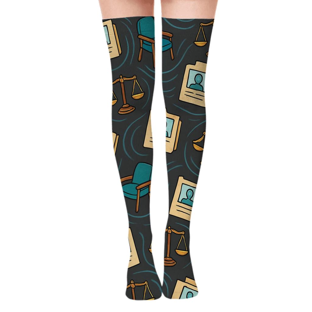 Case File Constellations Pattern With Probation Officer Motif personalized over-the-knee socks
