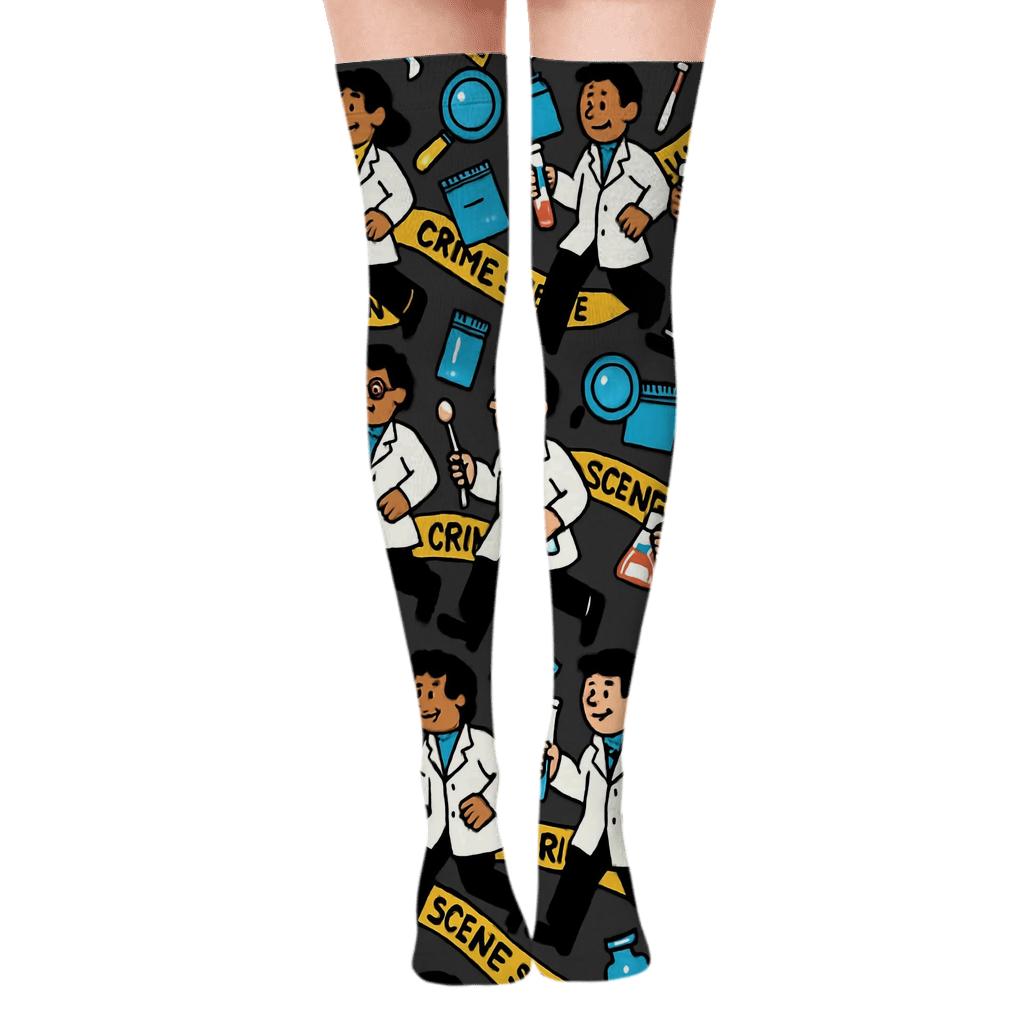 Forensic Scientist Crime Scene Tape Parade custom over-the-knee socks