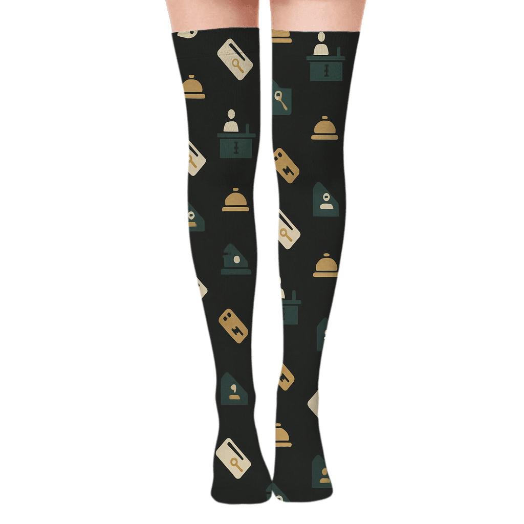 Key Card Orbit With Lobby Constellations Hotel Receptionist Edition trendy patterned over-the-knee socks