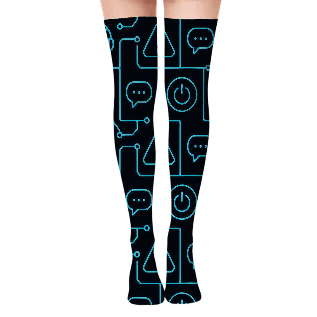 It Support Specialist Circuit Board Hotline Grid trendy patterned over-the-knee socks