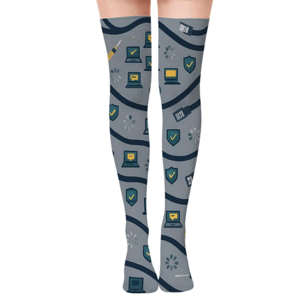 Cable Cascade With It Support Specialist Tools premium cozy over-the-knee socks