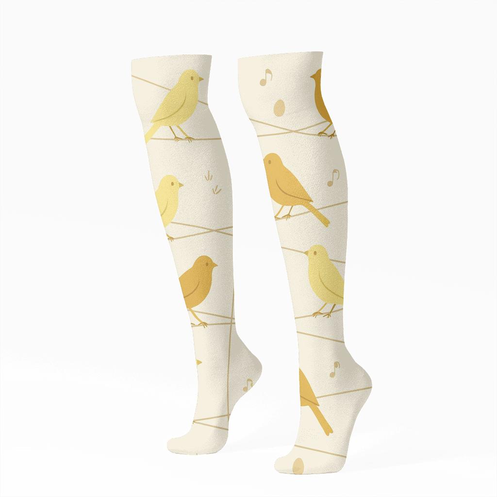 Canary Song Line Scatter premium sports knee-high socks