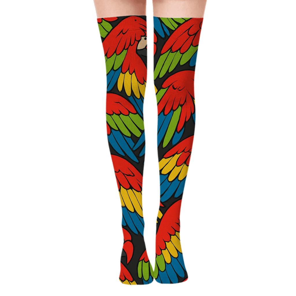 Tropical Parrot Wing Mosaic personalized over-the-knee socks