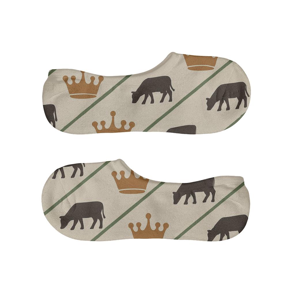 Pasture Rhythm With Cow Crowns low cut no-show socks