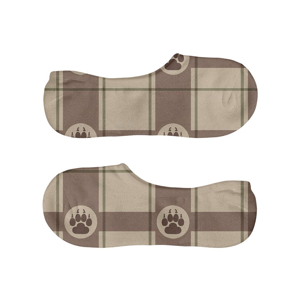 Woodland Plaid With Bear Paw Medallions breathable seamless no-show sockscustom no-show socks