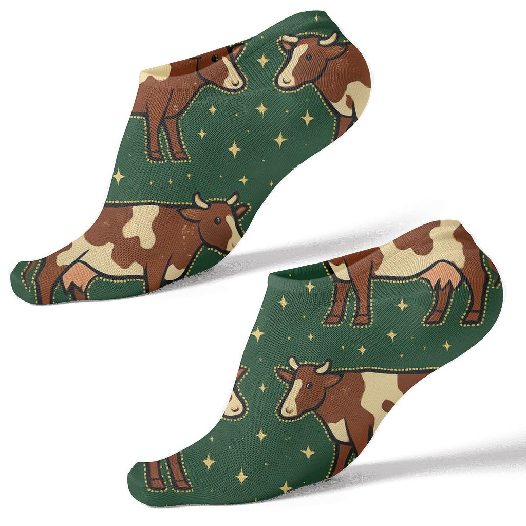 Cow Constellation Pasture Grid unique graphic ankle socks