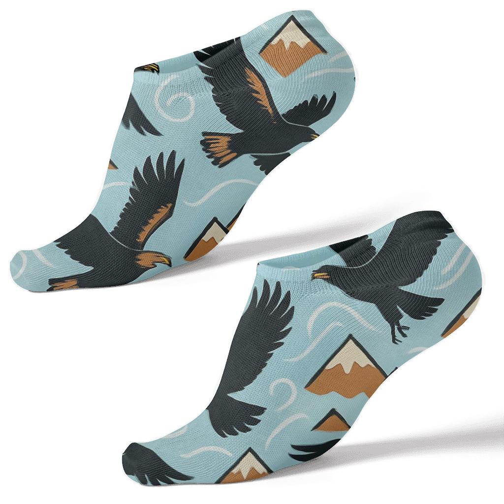 Mountain Flight With Eagle Silhouettes Pattern premium sports ankle socks