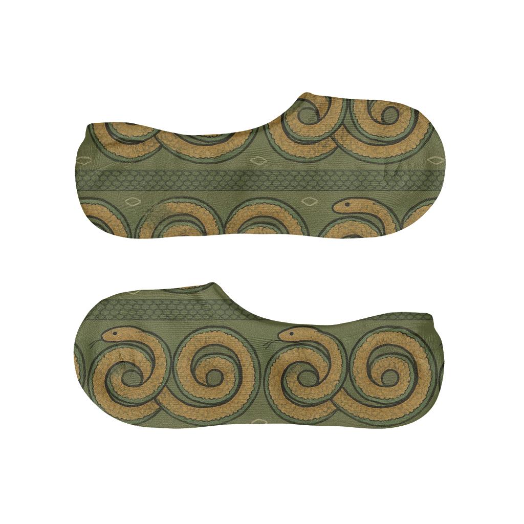 Golden Coiled Serpent Bands Snake Edition custom no-show socks