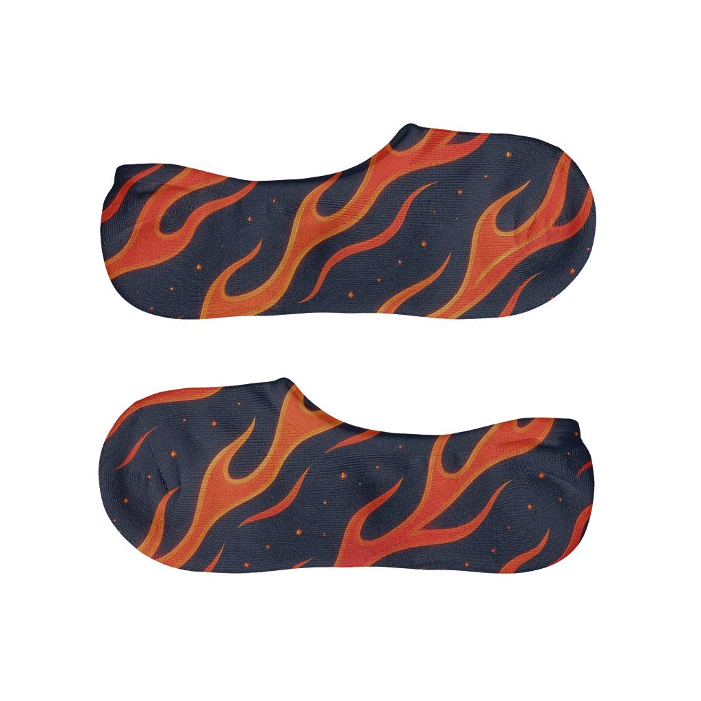Neon Spark Flame Wave On Midnight Field breathable seamless no-show sockscustom no-show socks