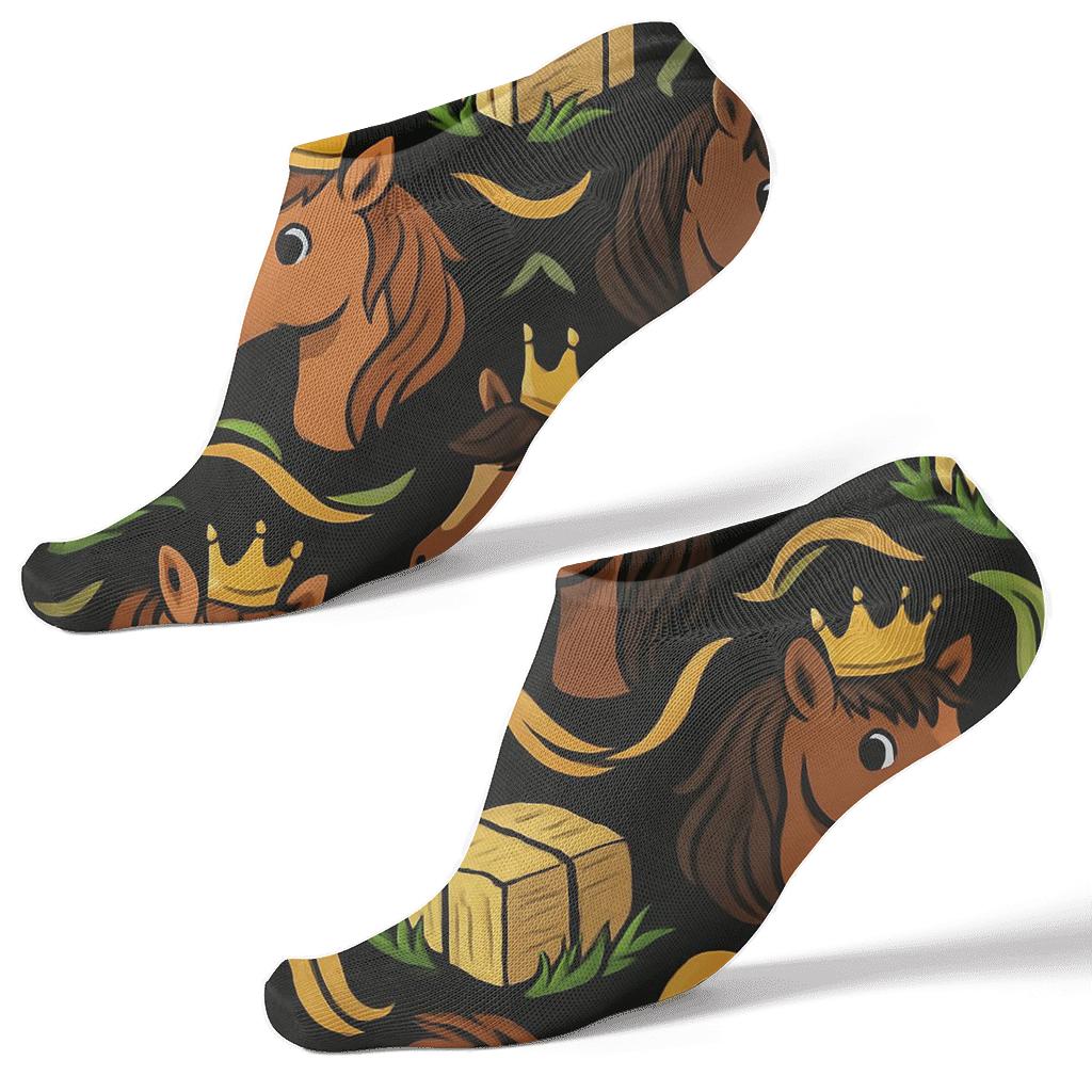 Horse Pasture Crown Lattice stylish athletic ankle socks