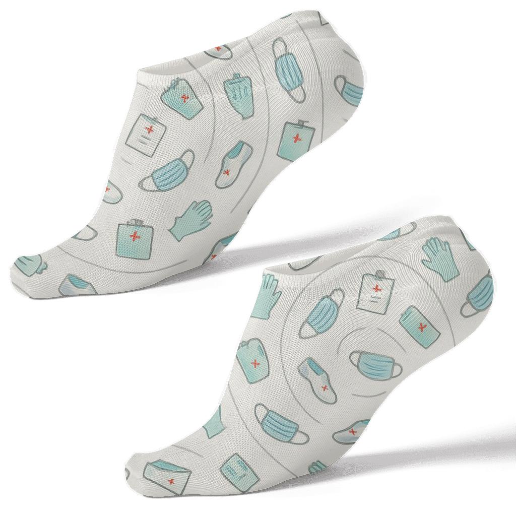 Soft Orbit Pattern With Floating Nurse Icons comfortable cotton ankle socks