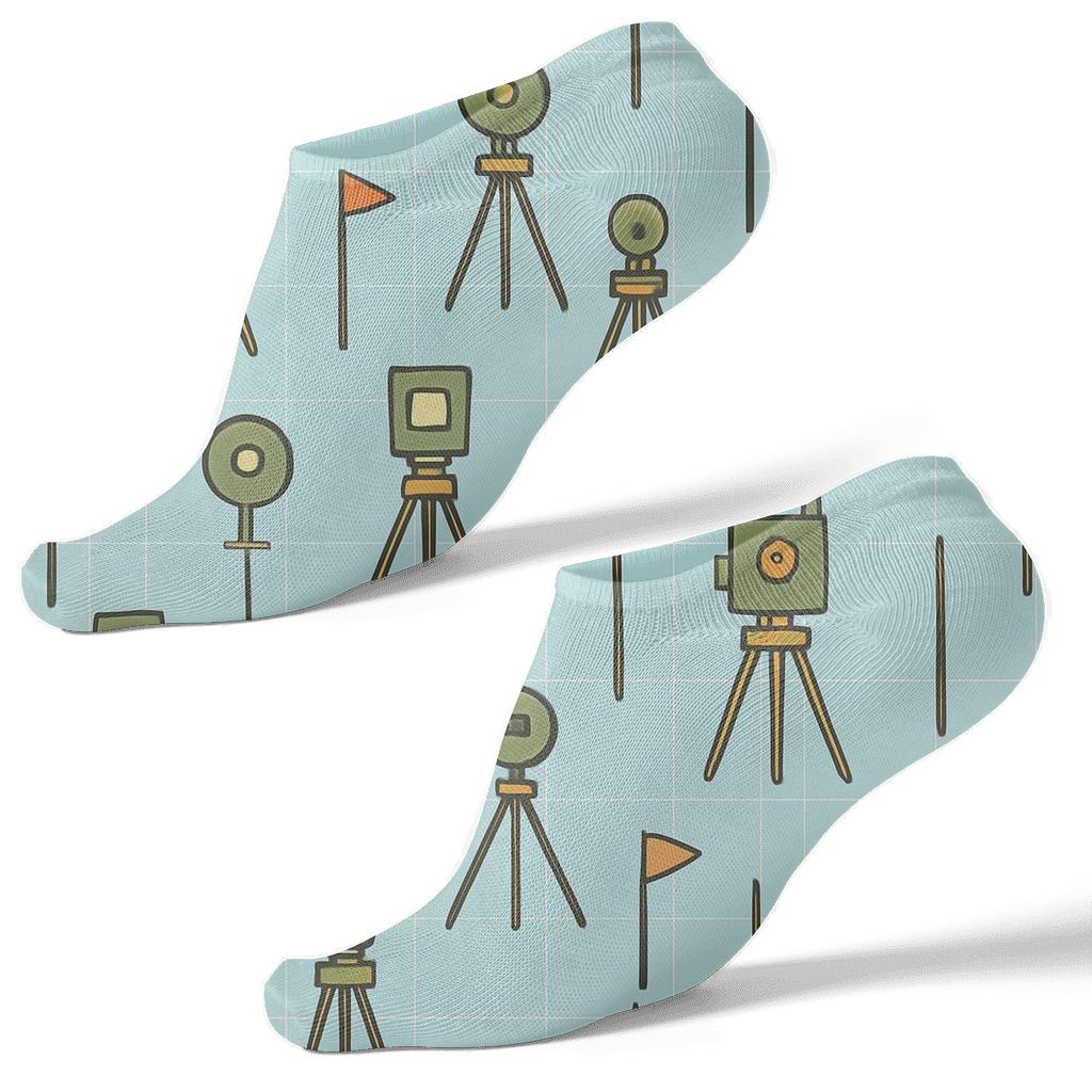 Surveyor Topographic Tools Grid designer print ankle socks