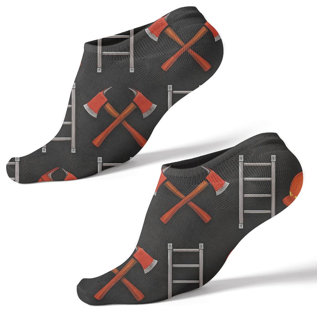 Fire Fighter Ladder Grid On Charcoal Smoke stylish athletic ankle socks