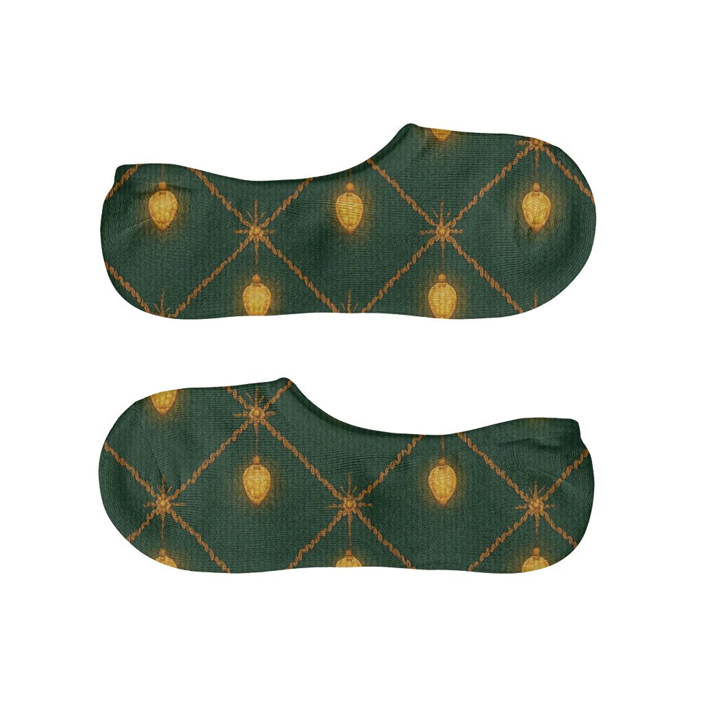 Amber Knit Strand Lattice On Evergreen trendy no-show sock styles
