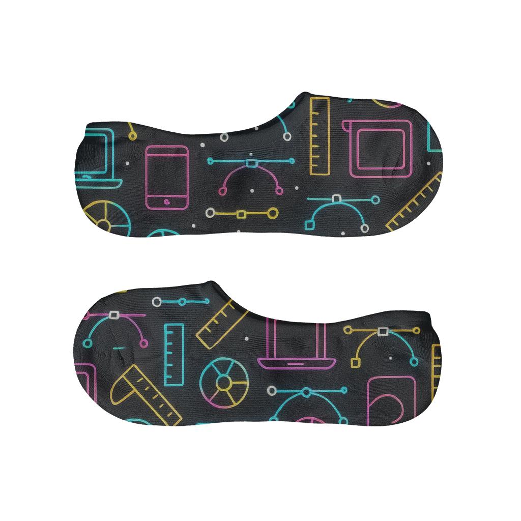Monoline Tool Icons Pattern Graphic Designer Edition low cut no-show socks