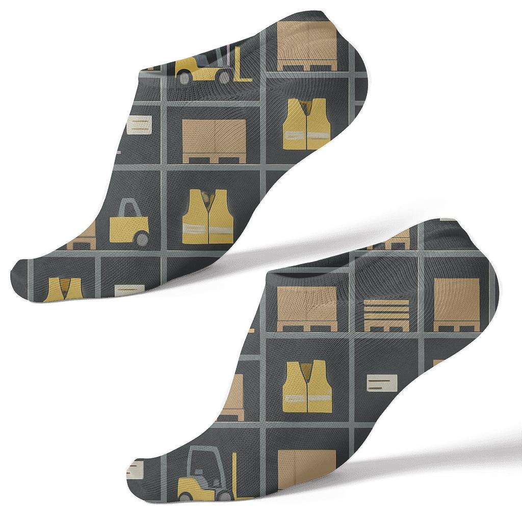 Warehouse Worker Constellation Shelving Grid personalized ankle socks
