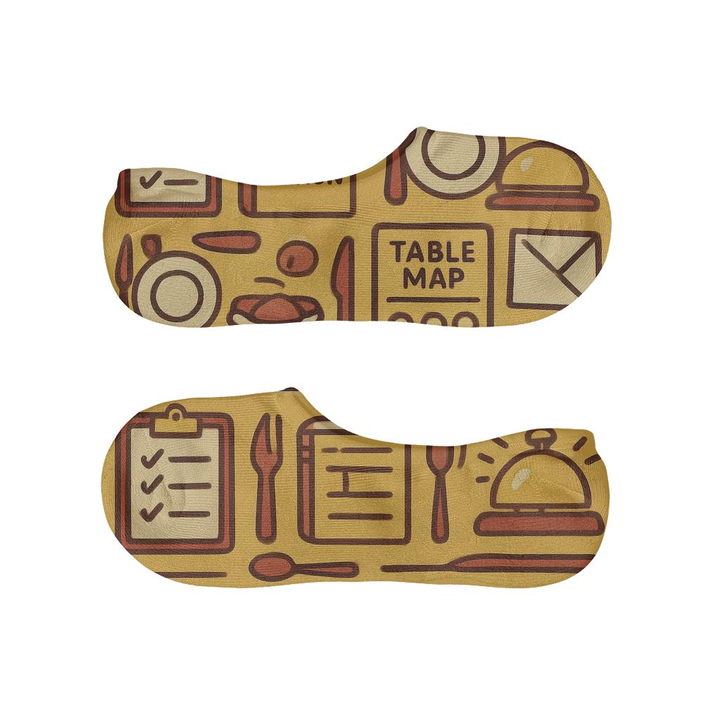 Restaurant Manager Service Icons In Cherry Grid anti-slip no-show socks