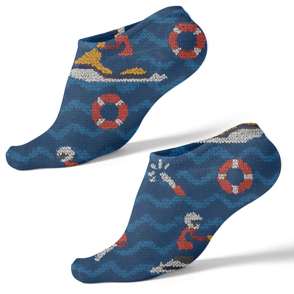 Ocean Grid Of Coast Guard Officer Rescue Jet Skis stylish athletic ankle socks