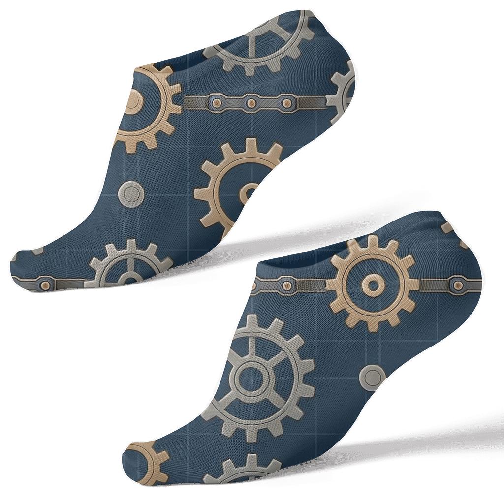 Mechanical Engineer Gear Orbit Grid custom ankle socks
