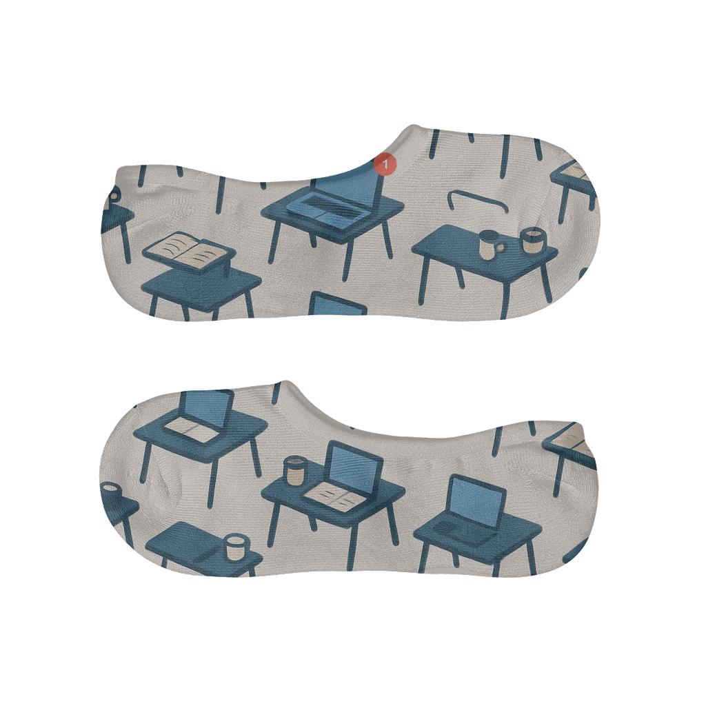 Journalist Night Desk Pattern low cut no-show socks