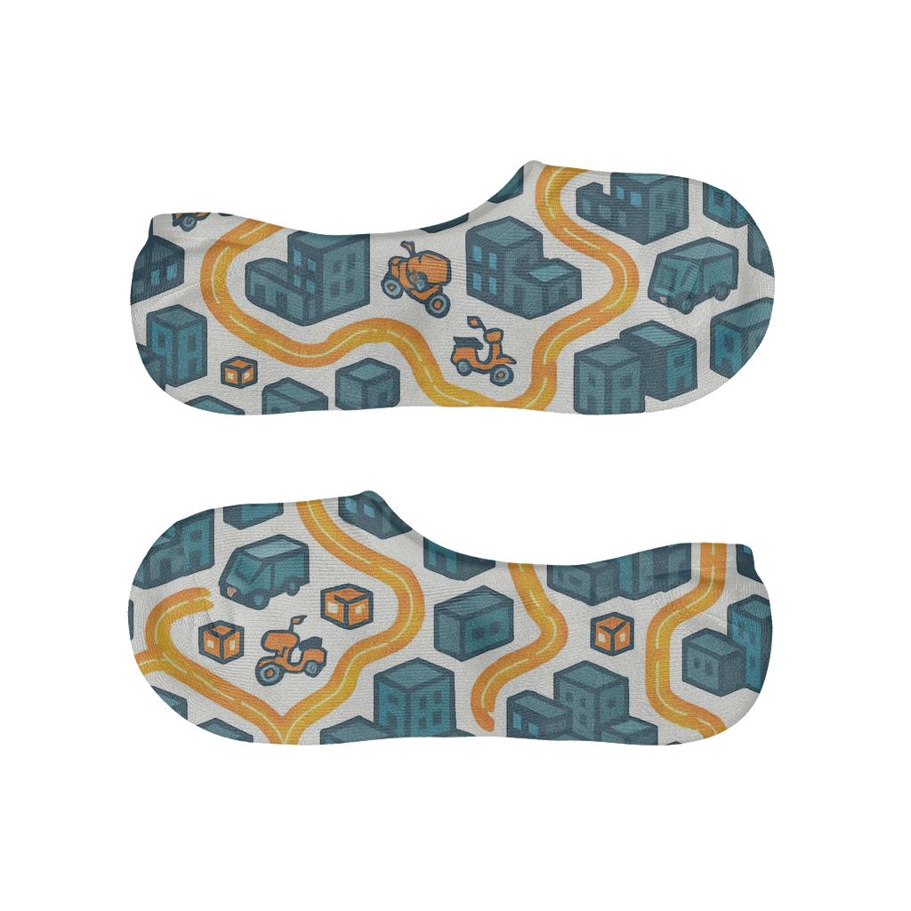 Skyline Ribbon Grid With Courier Route Rhythm low cut no-show socks
