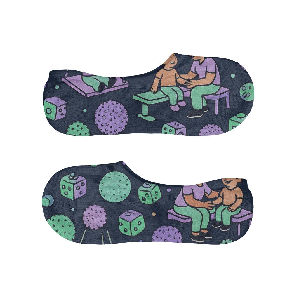 Sensory Galaxy Field With Occupational Therapist Icons breathable seamless no-show sockscustom no-show socks