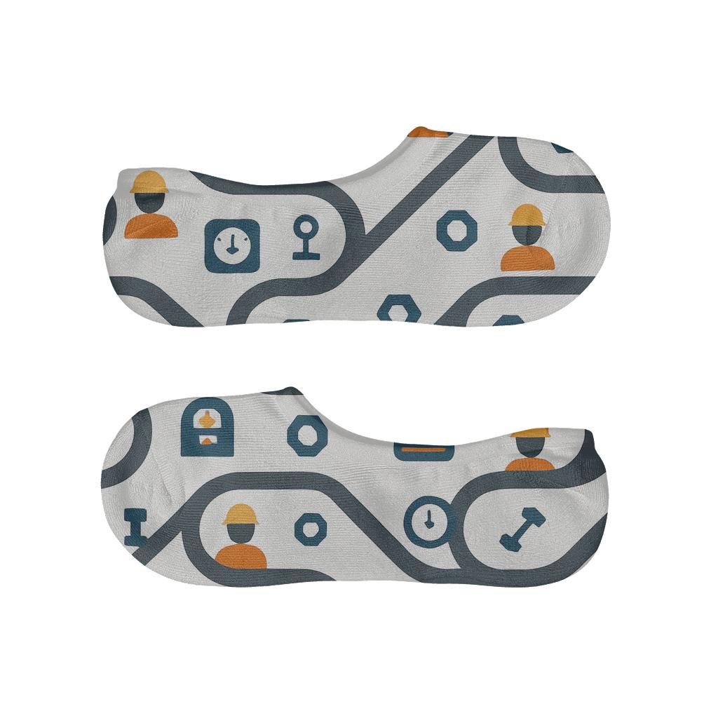 Conveyor Rhythm Pattern With Machine Operator Icons trendy no-show sock styles
