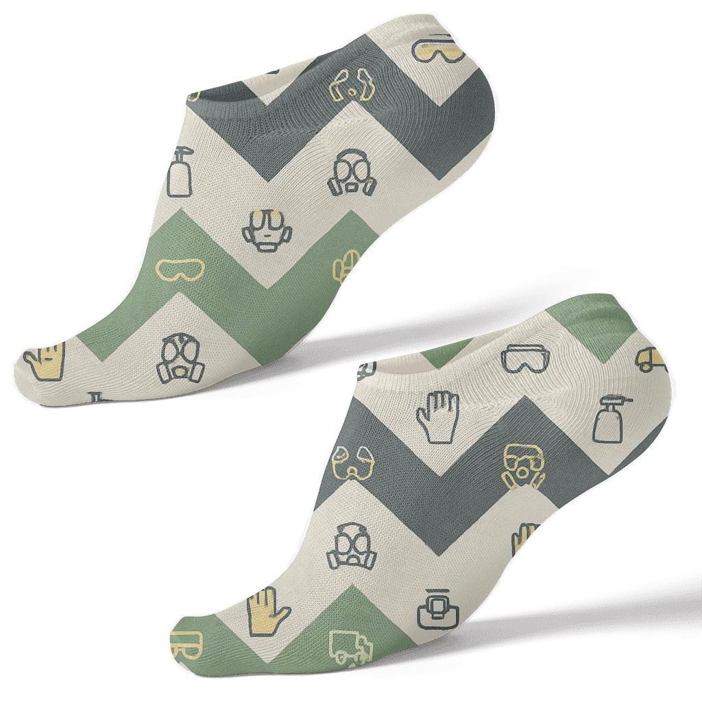 Chevron Stripes With Pest Control Technician Icons premium sports ankle socks