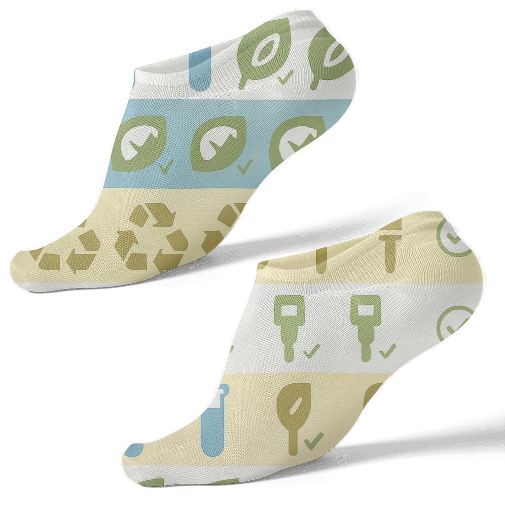 Field Tools With Environmental Inspector Icons Band Pattern comfortable cotton ankle socks