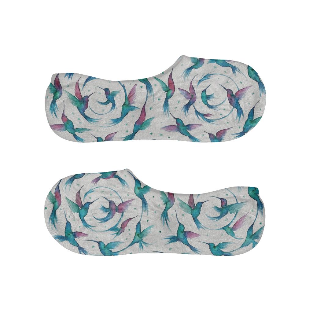 Hummingbird Orbit Rings On Luminous White trendy no-show sock styles