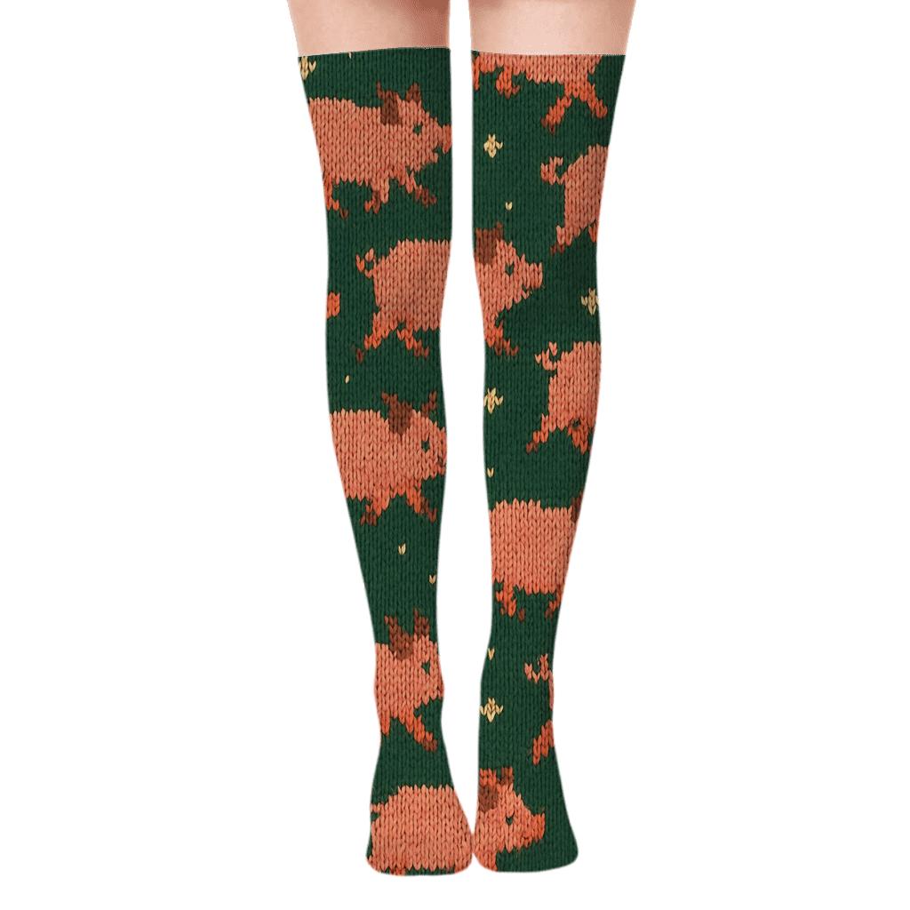 Pig Meadow Starry Knit Pattern stylish fashion over-the-knee socks