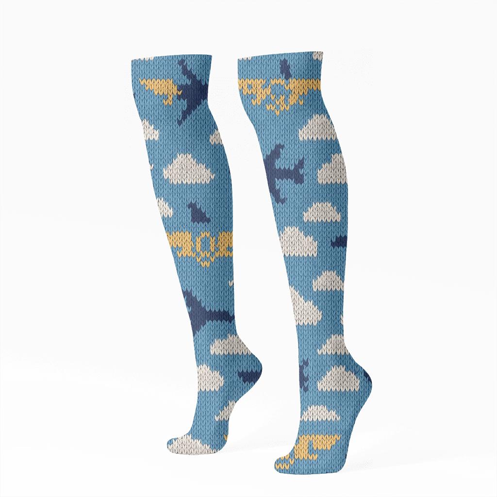Pilot Sky Squadron Knit Illusion Pattern premium sports knee-high socks